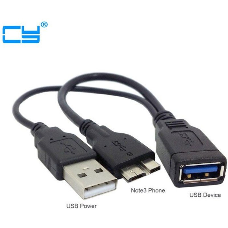 Câble Micro USB 3.0 OTG pour disque Flash, noir, alimentation pour Samsung Galaxy Note 3 N9000 S5 i9600 Note Pro et IBM thinkpad 8
