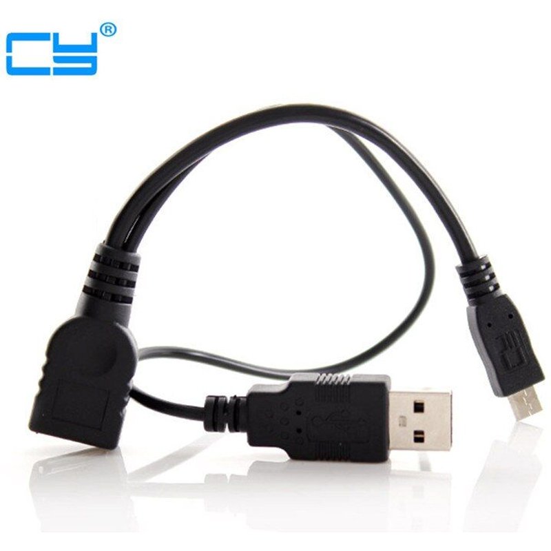 Câble d'alimentation noir Micro USB 2.0 OTG pour disque Flash, compatible avec Galaxy S3 i9300 S4 i9500 note 2 N7100 note 3 N9000 et S5 i96