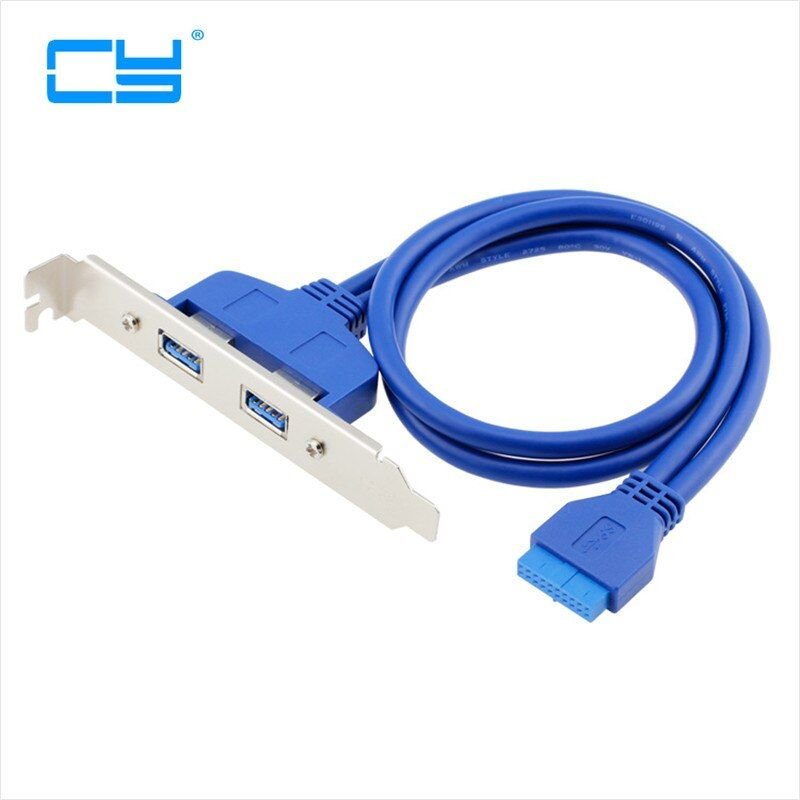 panneau de montage USB 3.0 femelle 2P vers carte mère, câble 20 broches avec support PCI