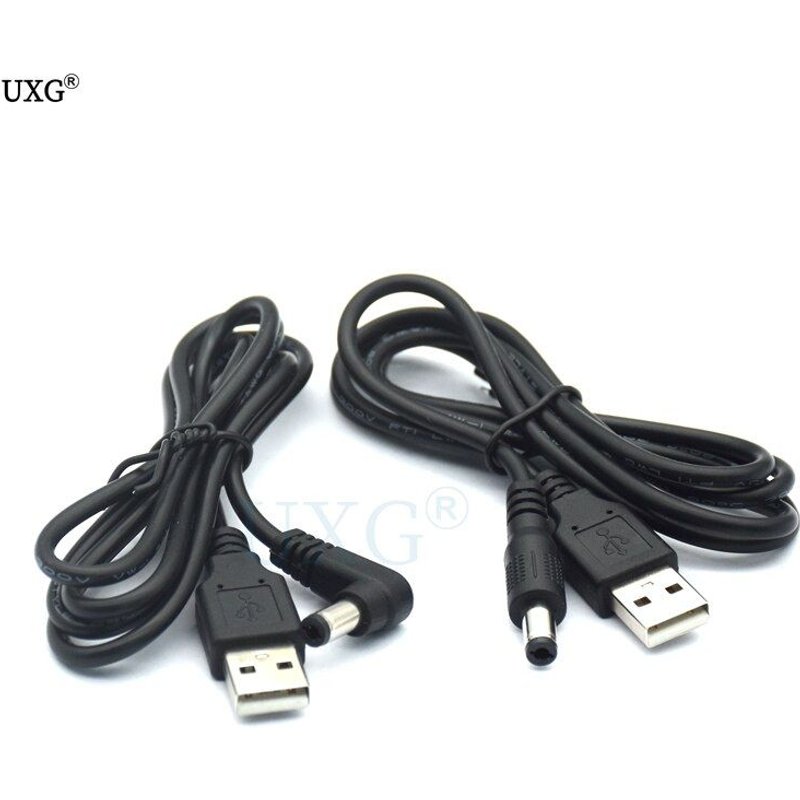 Câble d'alimentation USB blanc, 5 volts, 5.5/2.5mm, avec prise à Angle droit 90, 1m/3ft coudé