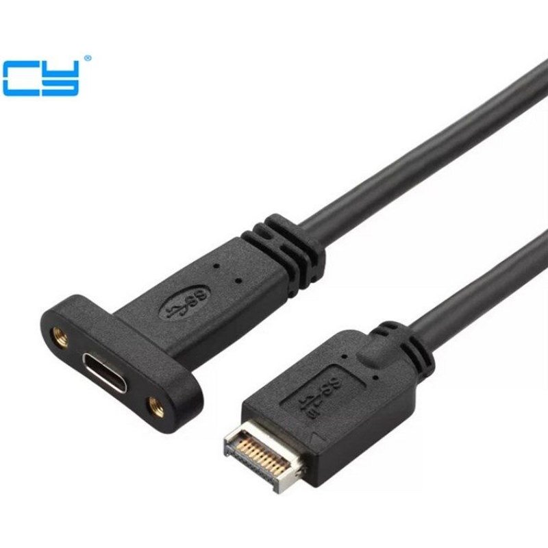 Câble USB 3.1 femelle vers mini 20 broches avec trou de vis pour montage sur panneau, noir 50cm