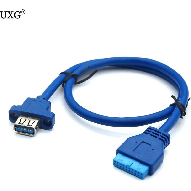 Panneau de montage à vis USB 3.0 femelle, USB 0.5, Port unique, câble 20 broches, 50cm, pieds, m