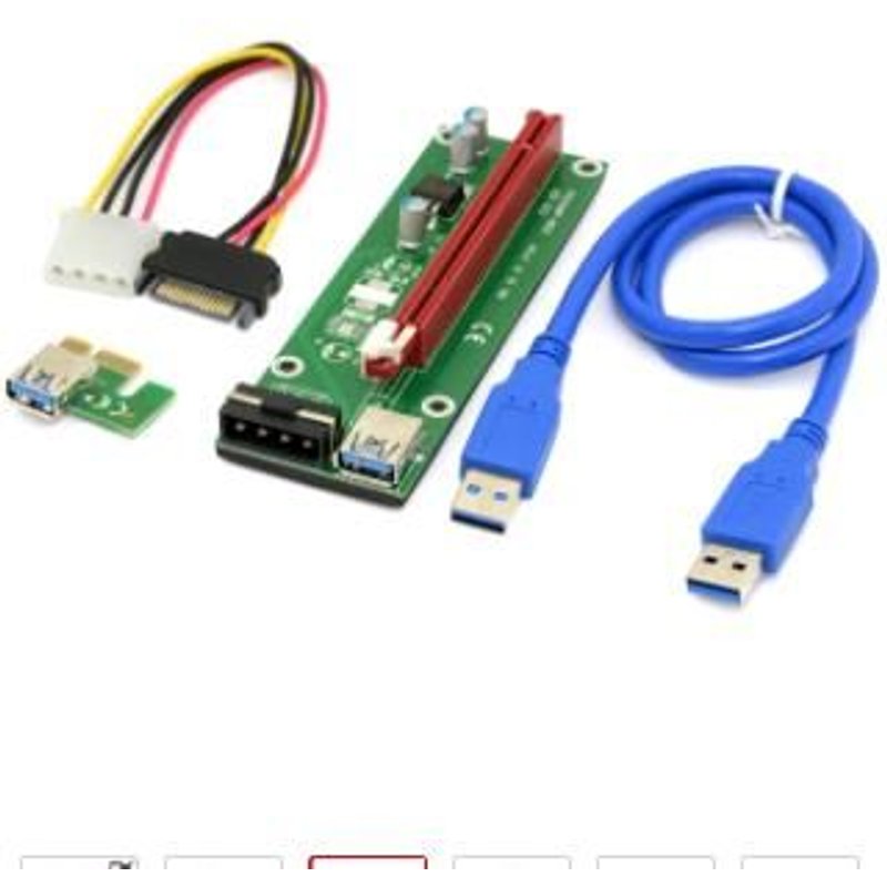 adaptateur de carte d'extension amélioré 1x à 16x, avec câble USB 3.0 et câble d'alimentation SATA 15Pin 4Pin 20cm