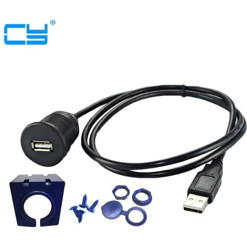 Câble d'extension usb 2.0 mâle à femelle pour tableau de bord, montage encastré, pour voiture, camion, bateau, 1m 2m