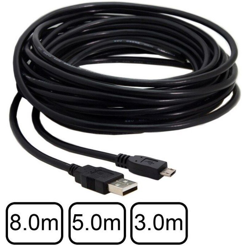 Câble de données Micro USB 5 broches vers USB 2.0 mâle pour tablette, téléphone portable et appareil photo 8m 5m 3m