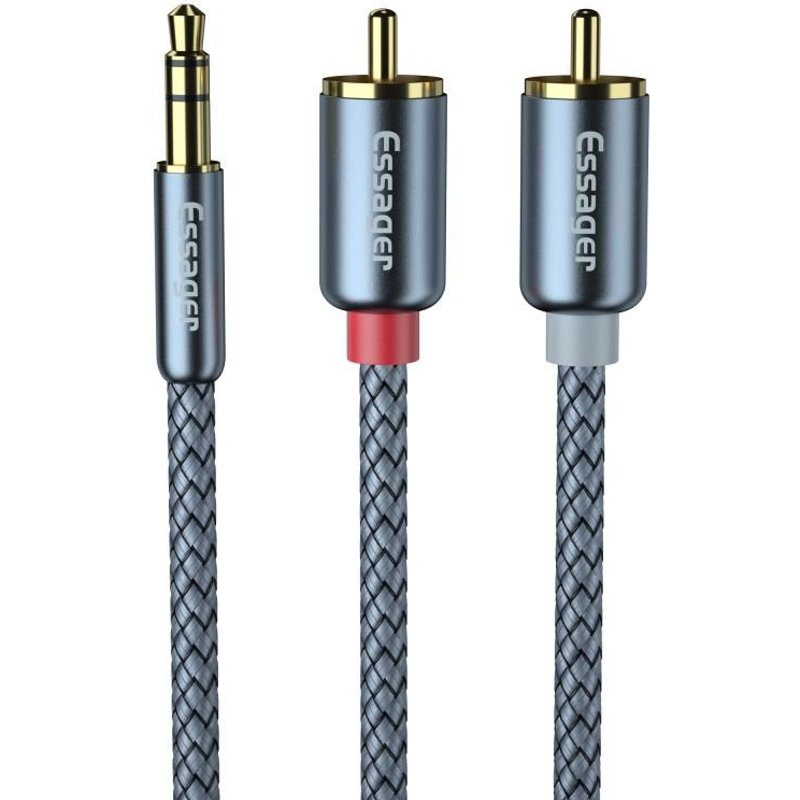 Câble RCA Jack 3.5mm vers 2 RCA, câble Audio Aux 3.5 Mm vers 2RCA mâle adaptateur séparateur pour boîtier TV Apple Tv haut-parleur