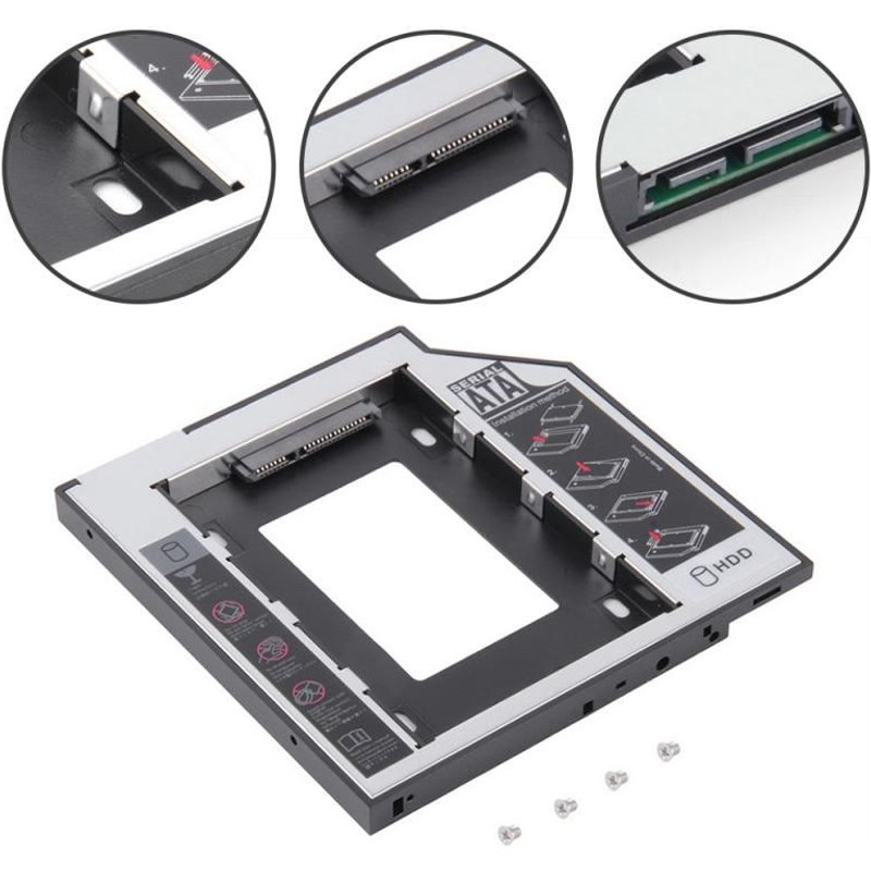 Caddie pour disque dur SATA 9.5 ""2.5"", 3.5mm, boîtier pour ordinateur portable, baie optique CD ROM DVD ROM