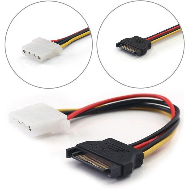 Câble adaptateur IDE Molex pour disque dur SATA série ATA, 4 broches, 15 broches, 1 pièce