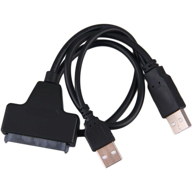 Adaptateur de câble USB 2.0 mâle vers SATA 7 + 15P, 22 broches pour SSD/disque dur de 2.5 pouces, USB 2.0 SATA 7 + 15 broches vers USB 2.0