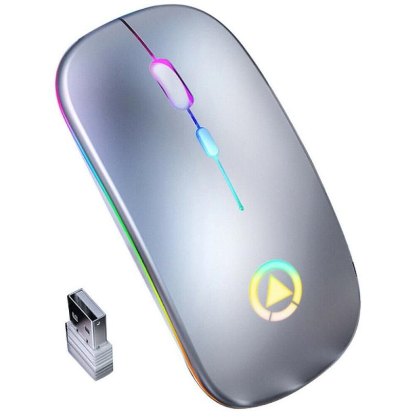 Souris sans fil RGB, Rechargeable, USB, pour PC et ordinateur portable, périphérique optique silencieux et ergonomique, rétroéclairé par LED