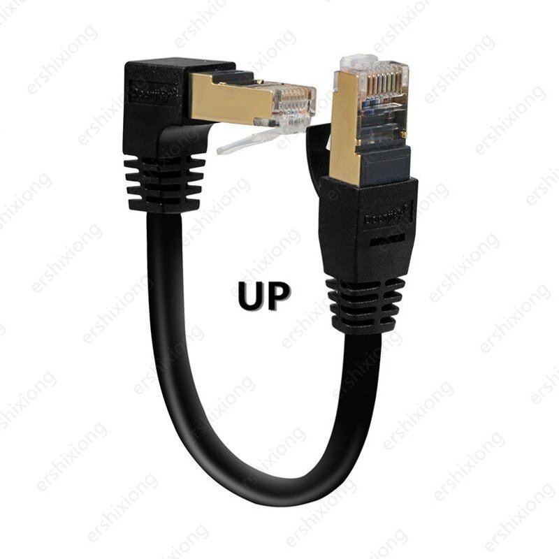 Câble Ethernet Cat7 UTP Lan à Angle droit, 90 degrés, 0.3m, RJ 45, pour raccordement Compatible Cat6