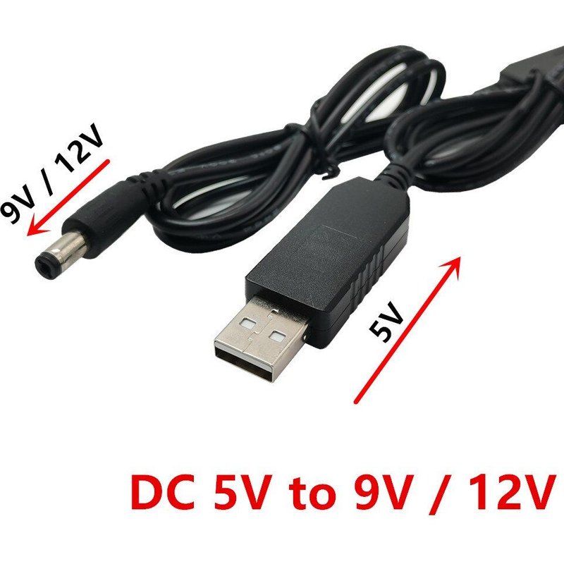Câble adaptateur de convertisseur d'alimentation USB 5V à DC 9V/12V, 5.5x2.1mm 5.5x2.5mm
