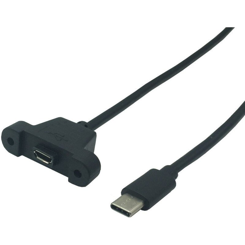 Câble d'extension Micro USB Type C mâle vers Micro USB femelle, 50cm, vis d'oreille, installation du panneau, câble d'extension de données