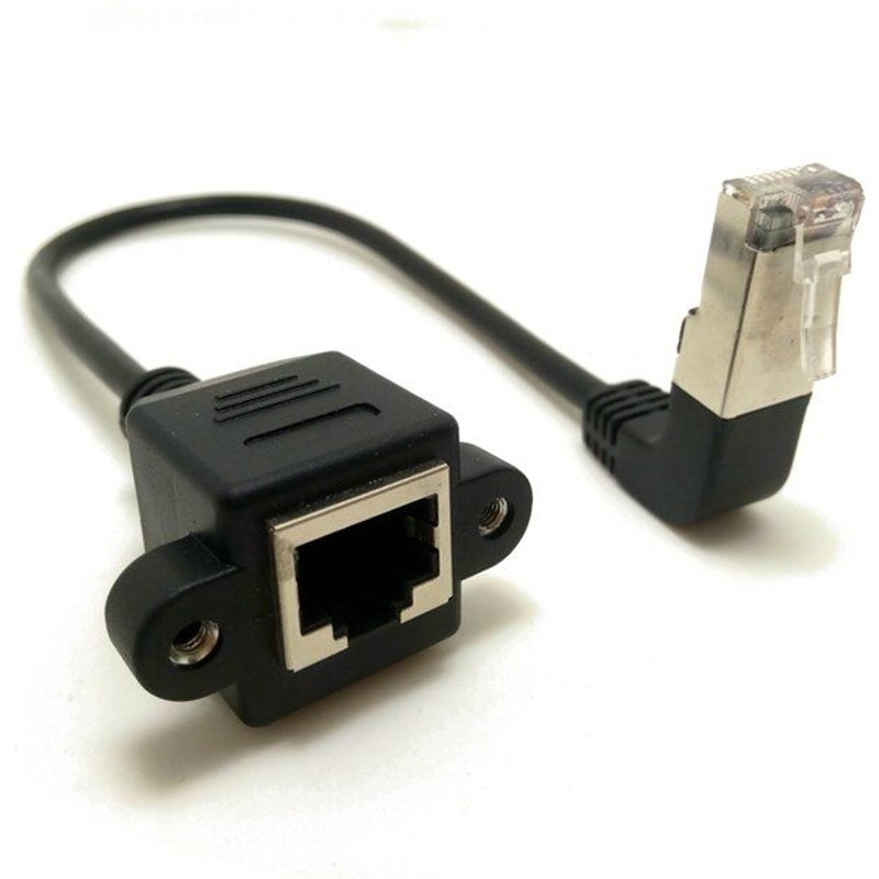 Câble d'extension de réseau Ethernet Lan mâle à femelle (avec vis), coudé à 90 degrés, 8P8C FTP STP UTP Cat 5e