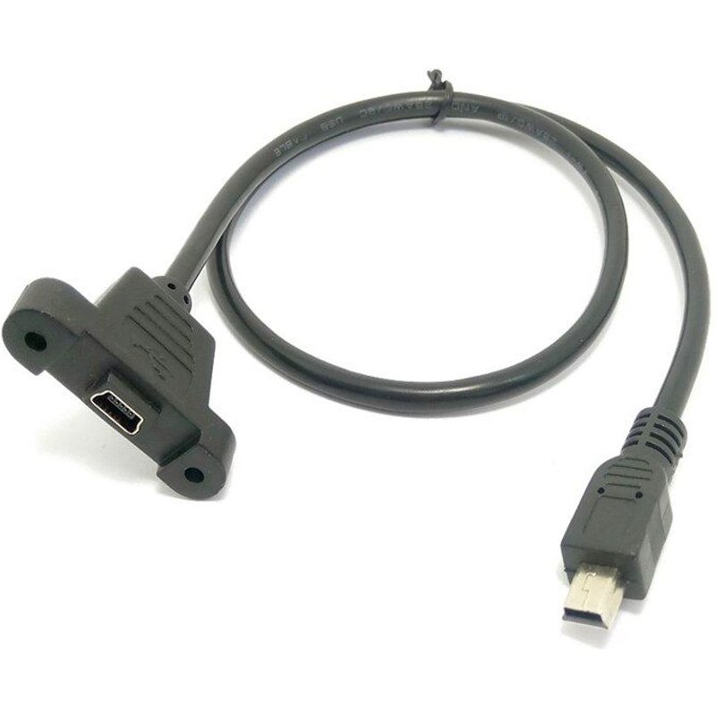 Adaptateur d'extension mâle femelle Mini USB 5 broches pour montage sur panneau, 30/50cm