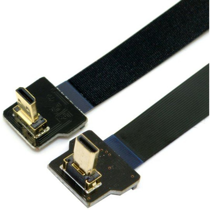 Câble plat haut et bas 90 degrés FPV compatible avec Micro HDMI mâle vers Micro HDTV FPC, pour Hero 4 GH4 BMPCC, A5000 A6000 A7R