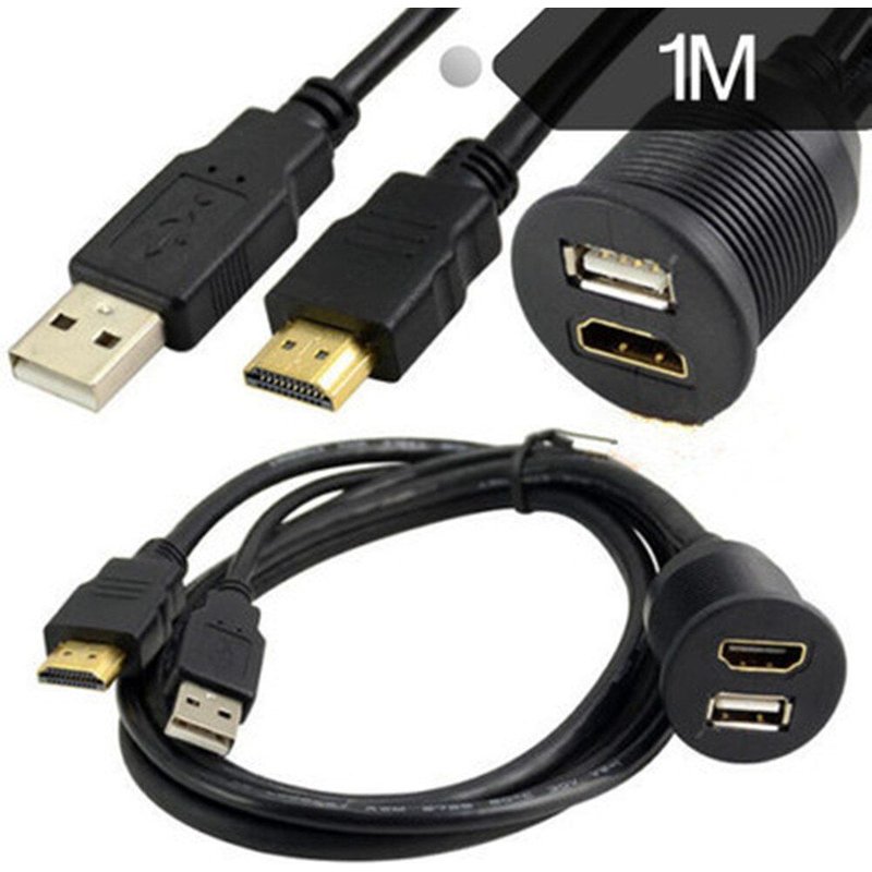 Câble d'extension de panneau de plomb, USB 2.0 et HDMI, compatible avec tableau de bord de voiture