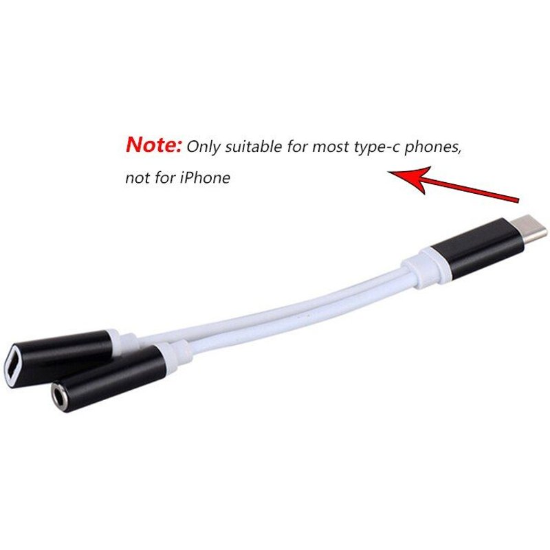 Câble audio 2 en 1 USB C à 3.5 AUX, prend en charge la charge et la sortie simultanées, convient AUX tablettes mobiles et PC de Type C