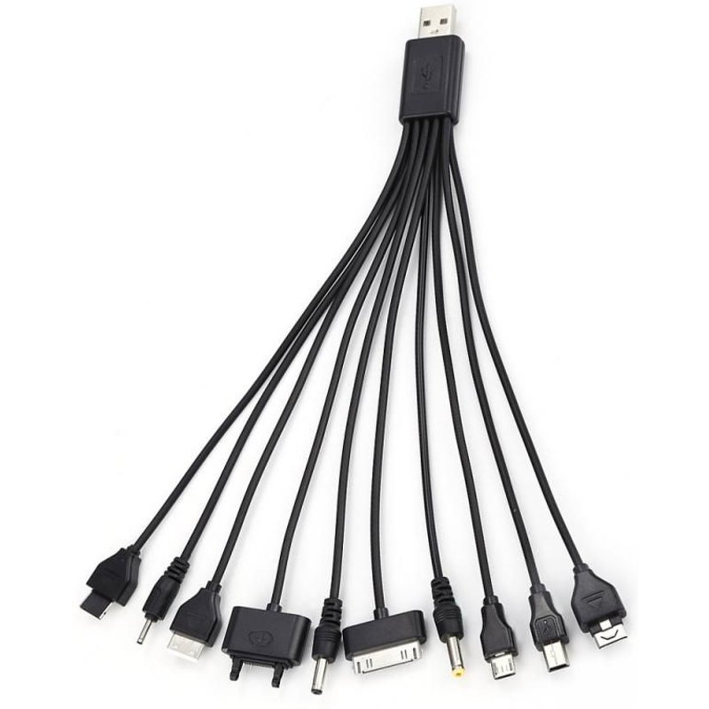 Câble de transfert de données USB multifonction 10 en 1, câble universel à broches multiples pour chargeur et adaptateur, cordon de données pour ordinateur portable