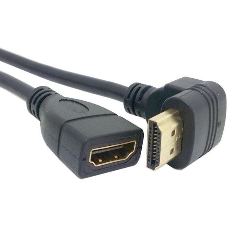 Connecteur HDMI coudé à 90 degrés 1.4, câble d'extension mâle à femelle, 10cm 50cm, compatible avec Ethernet 3D Type A