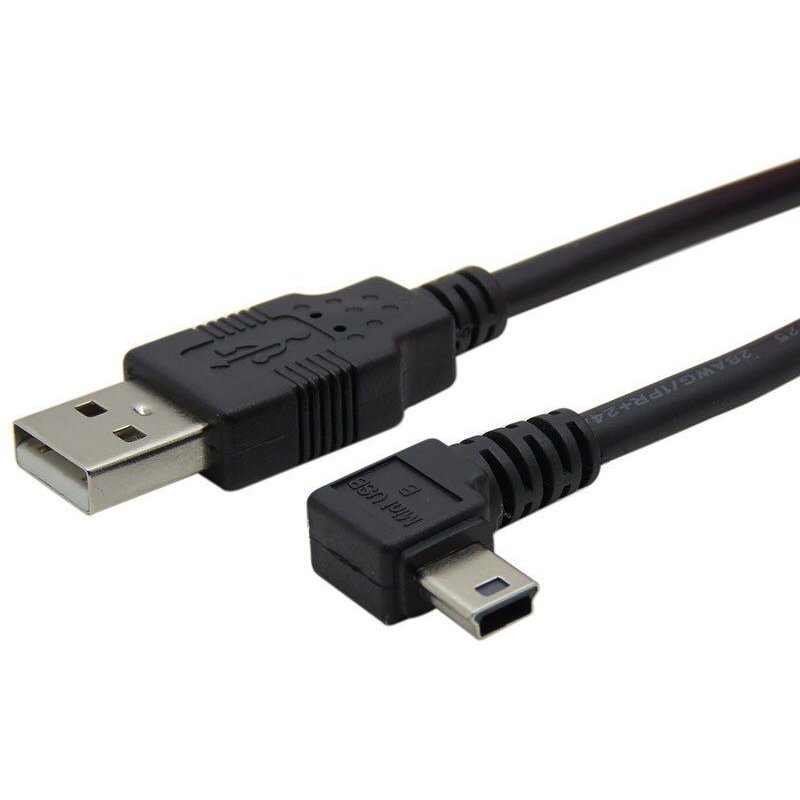 Mini câble de données USB 2.0 mâle, 90 degrés, 0.25m/0.5m/1.8m/3 m, cordon de données pour disque dur MP3/MP4 et voiture