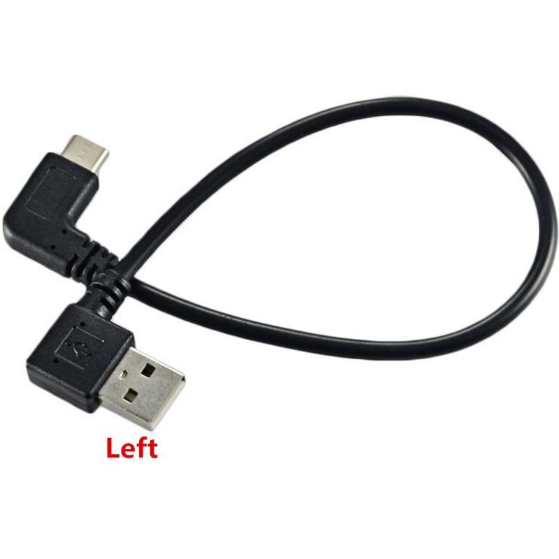 Connecteur USB type c à USB A USB3.1 mâle à Double coude, coudé à 90 degrés à angle gauche droit, court 25cm pour câble de banque d'alimentation