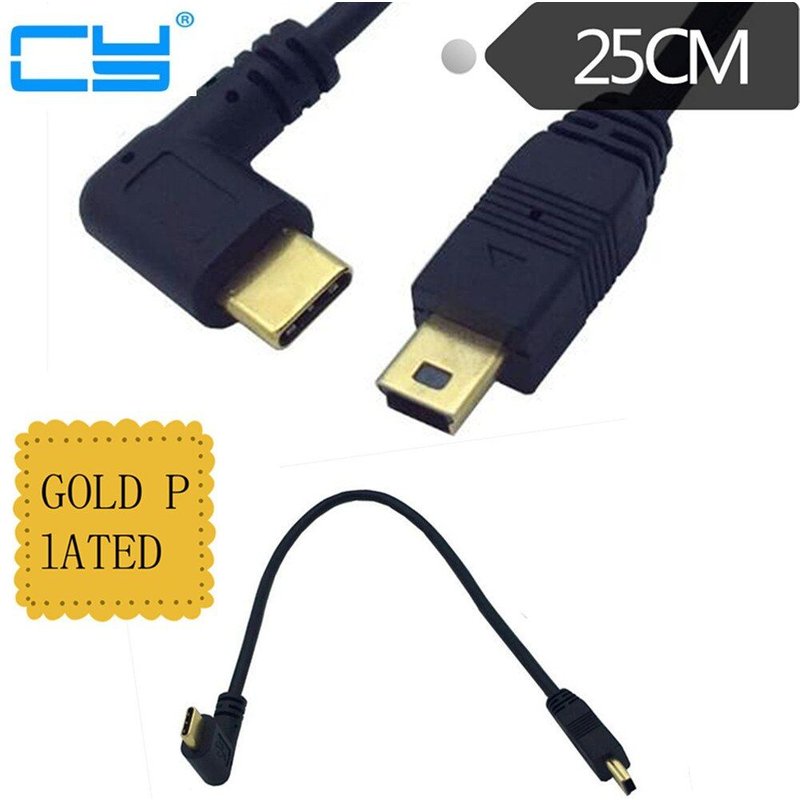 Câble adaptateur USB 3.1 OTG Type C mâle vers mini USB B mâle, 90 degrés, pour appareil photo et HUB Mobile dur, pour Macbook et Google Chromebook