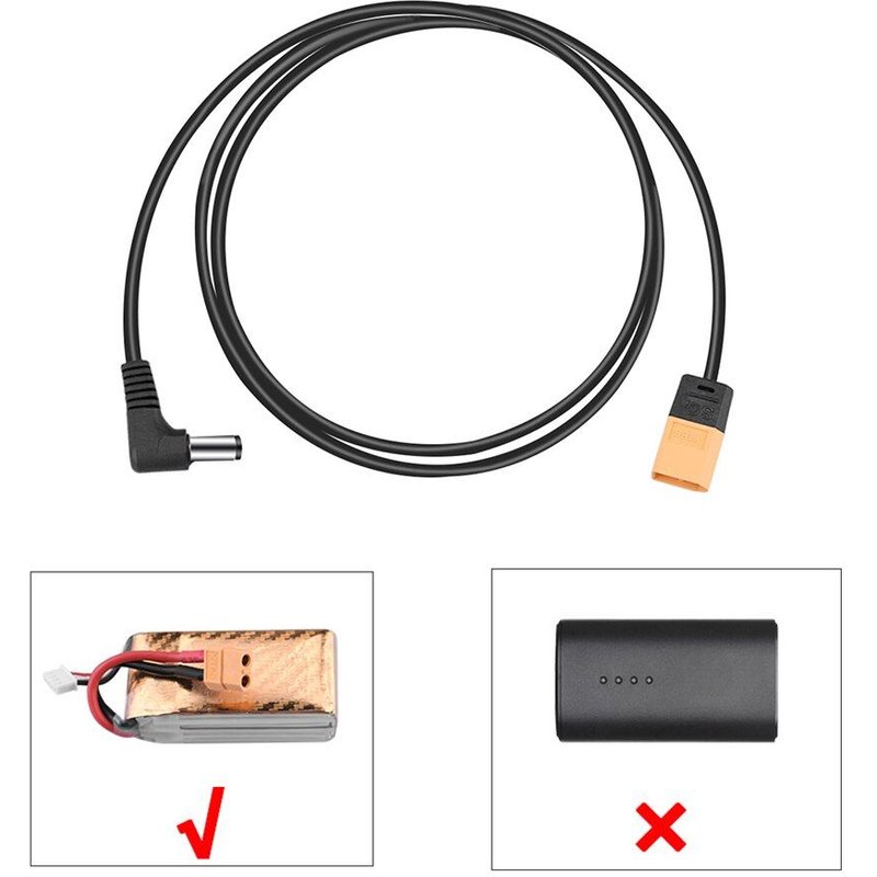 Câble d'alimentation XT60 vers DC lunettes à angle droit, batterie XT60 de 4 pieds, double USB, Mini alimentation USB pour DJI FPV, 2021