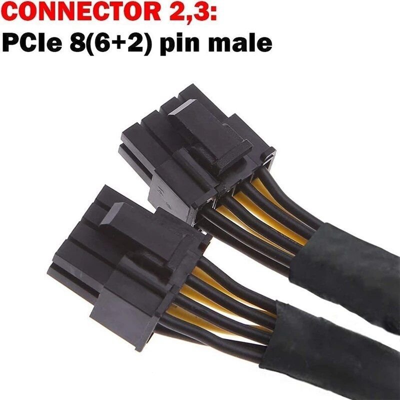 Câble d'extension PCI E séparateur en Y, USB 2.0 de 20cm, adaptateur PCI Express 8 broches femelle vers double 2X 8 broches (6 + 2) mâle