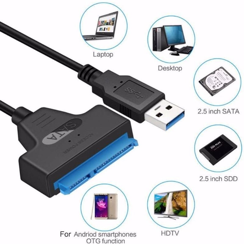 Câble adaptateur Usb Sata 3 à Usb 3.0, connecteurs pour disque dur SSD de 2.5 pouces