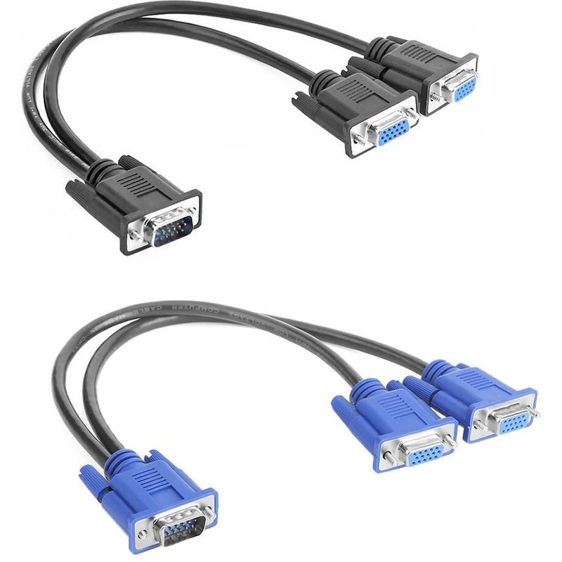 Câble séparateur VGA 1 ordinateur vers double 2 moniteurs, adaptateur mâle vers femelle