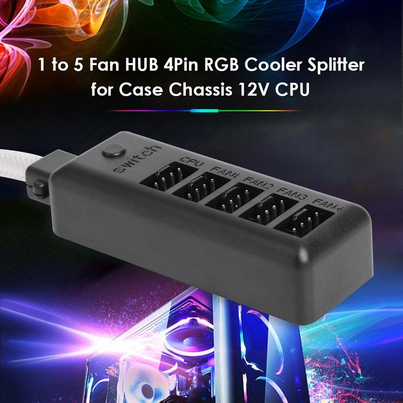 Boîtier de refroidisseur RGB Portable 1 à 5 ventilateurs, châssis séparateur 12V CPU 4Pin pour l'entretien de bureau, fournitures d'ordinateur de bureau