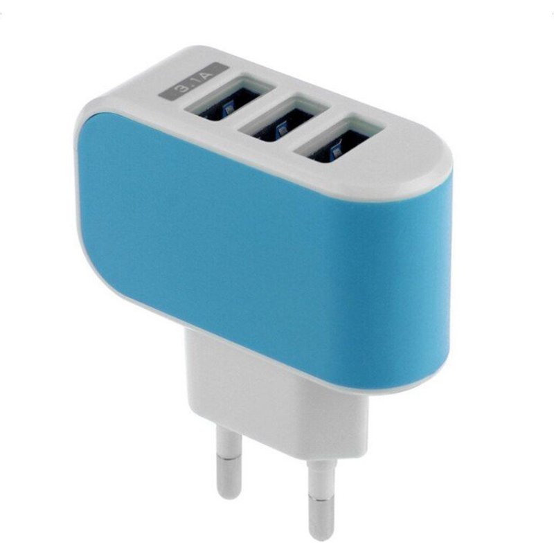 Chargeur Usb À 3 Trous, Standard Ue, Charge Rapide Pour Téléphone Portable, Voyage, Couleur Bonbon, 2021