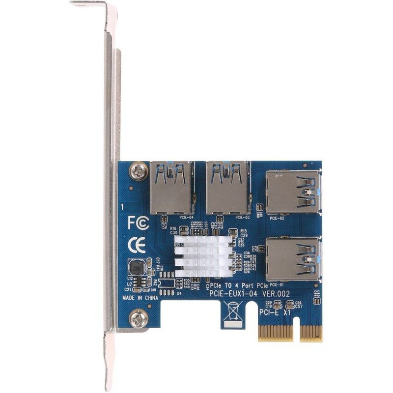 Adaptateur de carte vidéo pour mineur BTC, EUX1 0, USB 3.0, PCIE, 1 à 4 emplacements