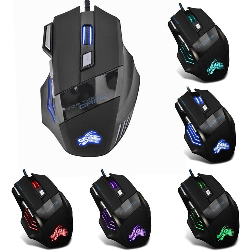 Souris optique de jeu filaire, rétroéclairée, 7 boutons, 5500 DPI, réglable, USB, pour PC, Notebook, Pro Gamer
