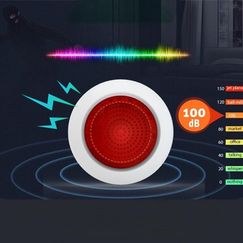sirène Tuya pour système d'alarme intelligent, 95db, son d'avertissement, stroboscope, Flash, lumière rouge, sécurité intérieure, forte