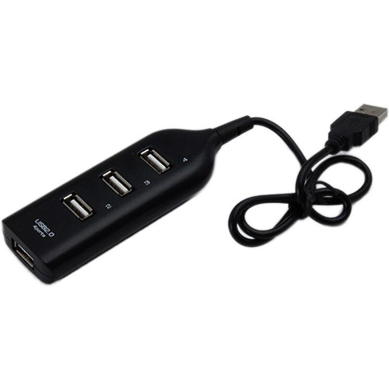 Mini Hub universel USB 2.0 à 4 ports, 2 couleurs, avec câble, haute vitesse, adaptateur de câble pour ordinateur portable