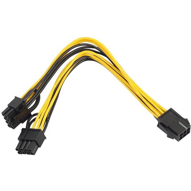Carte graphique PCI Express 6 broches vers 2 x PCIe 8 (6 + 2), 1 pièce/lot, carte mère, PCI e, GPU, VGA, câble d'alimentation