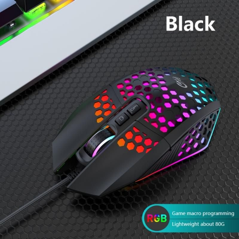 Souris de jeu X801 ajouré, filaire/sans fil, 6 vitesses, 8000 DPI, éclairage rvb réglable, 7 boutons, pour ordinateur PC et portable
