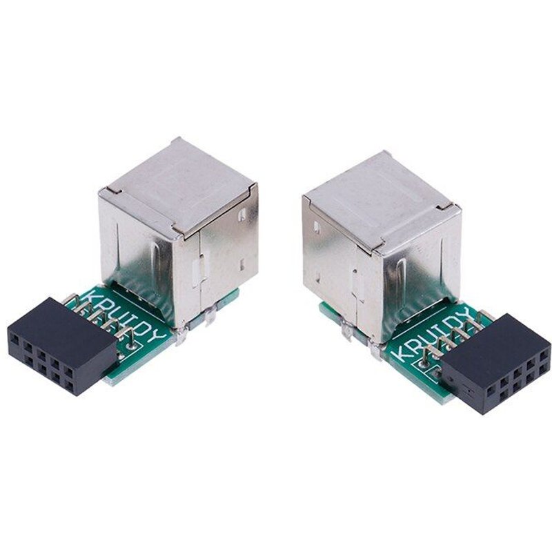 Carte mère interne 9 broches vers 2 ports USB 2.0 A, adaptateur femelle, convertisseur de carte PCB, 1 pièce