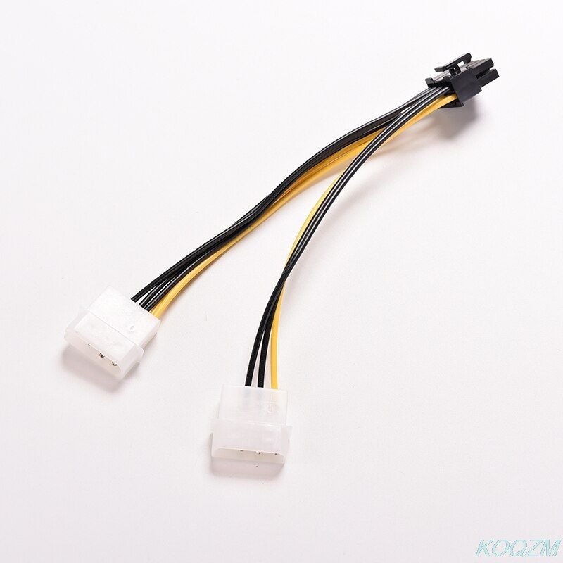 Adaptateur de câble d'alimentation PCI Express mâle vers double LP4 4 broches Molex IDE PCI E, 16cm, 8 broches