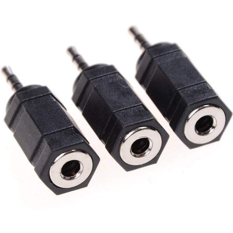 Adaptateur jack pour casque Audio stéréo, noir, 3 pièces, 2.5mm mâle à 3.5mm femelle