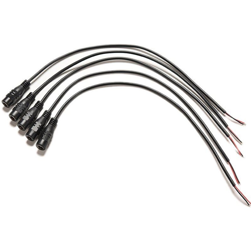 Connecteur de câble d'alimentation 12V cc, 5 pièces, 2.1x5.5mm, queue de cochon, adaptateur femelle, Extension de queue pour caméra de vidéosurveillance