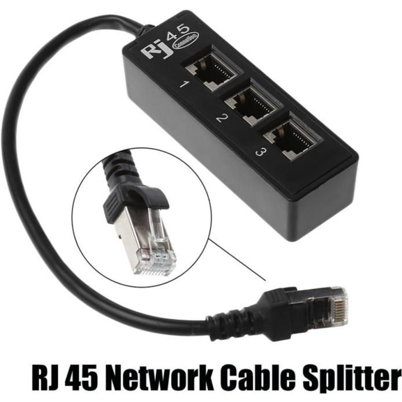 Adaptateur de réseau Ethernet LAN RJ45 1 à 3, câble séparateur 3 x connecteur femelle RJ45 1 x prise mâle RJ45 1 mâle à 3