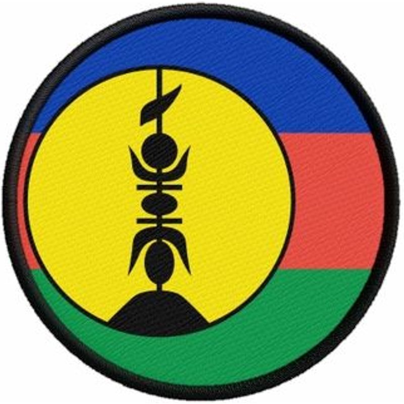 Patch Ecusson Drapeau Nouvelle Caledonie Kanaky Imprime Thermocollant Rond