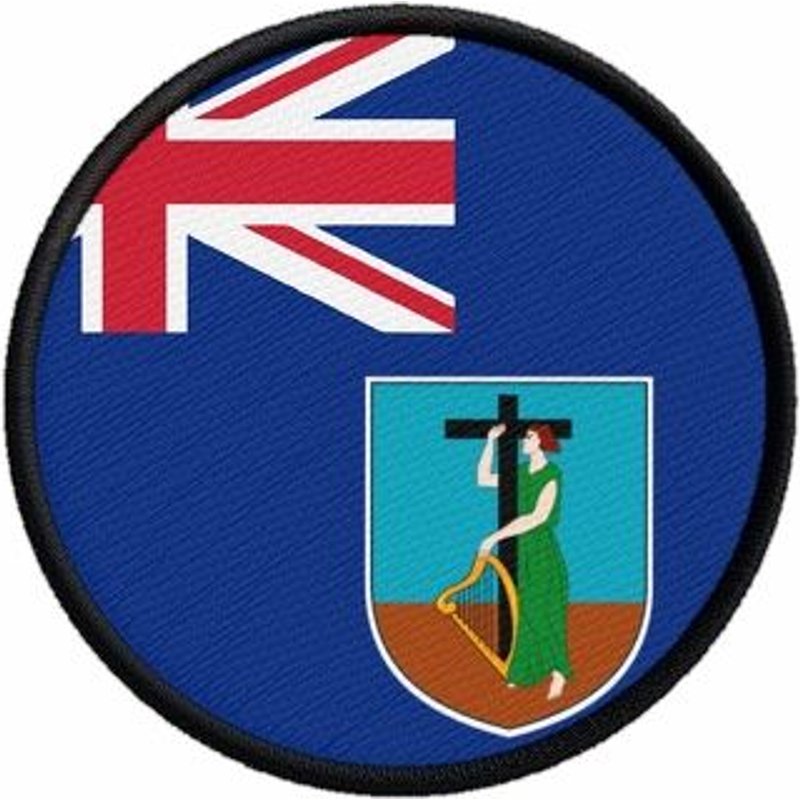 Patch Ecusson Drapeau Montserrat Ile Imprime Thermocollant Rond Cocarde