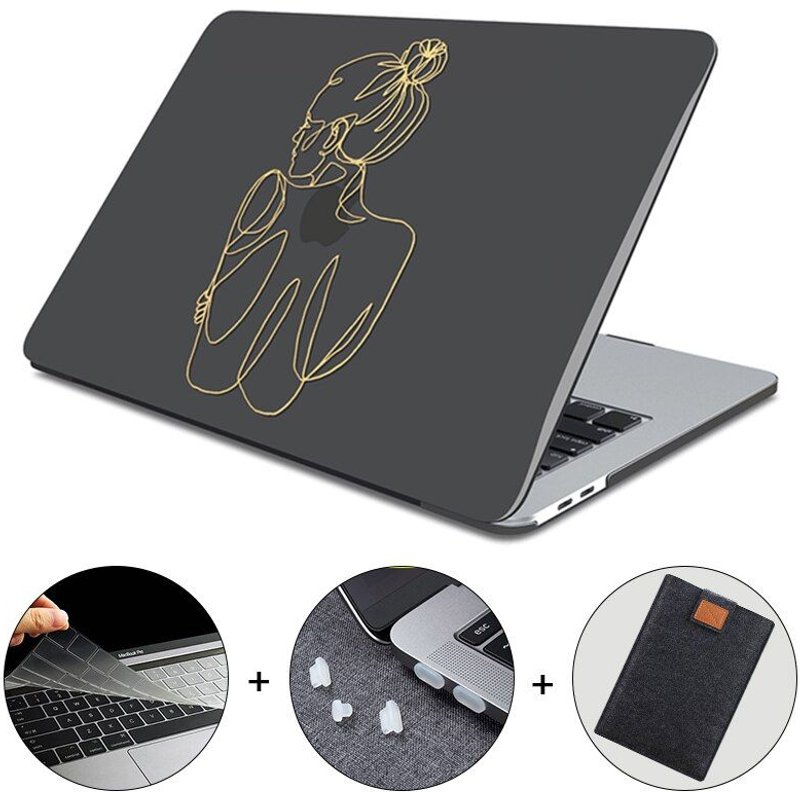 coque rigide avec dessin animé pour Macbook Air Pro, compatible avec les modèles, 16, Touch Bar, funda - For Vieille air A1369 A1466 - -Crystal noir