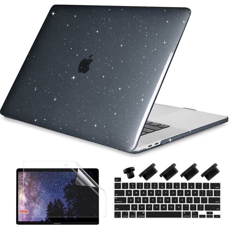 Coque rigide en cristal avec couvercle de clavier gratuit pour Macbook - For Pro 2020 A2251 A2289 - Bling cristal noir