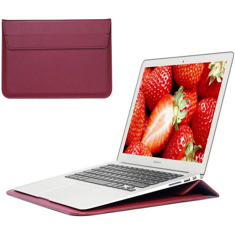 Étui en cuir pour ordinateur portable, housse en tissu pour MacBook m1 Air Pro 2012 2020,huawei, accessoires - For 15 pouces 39cm-27cm - Vin rouge