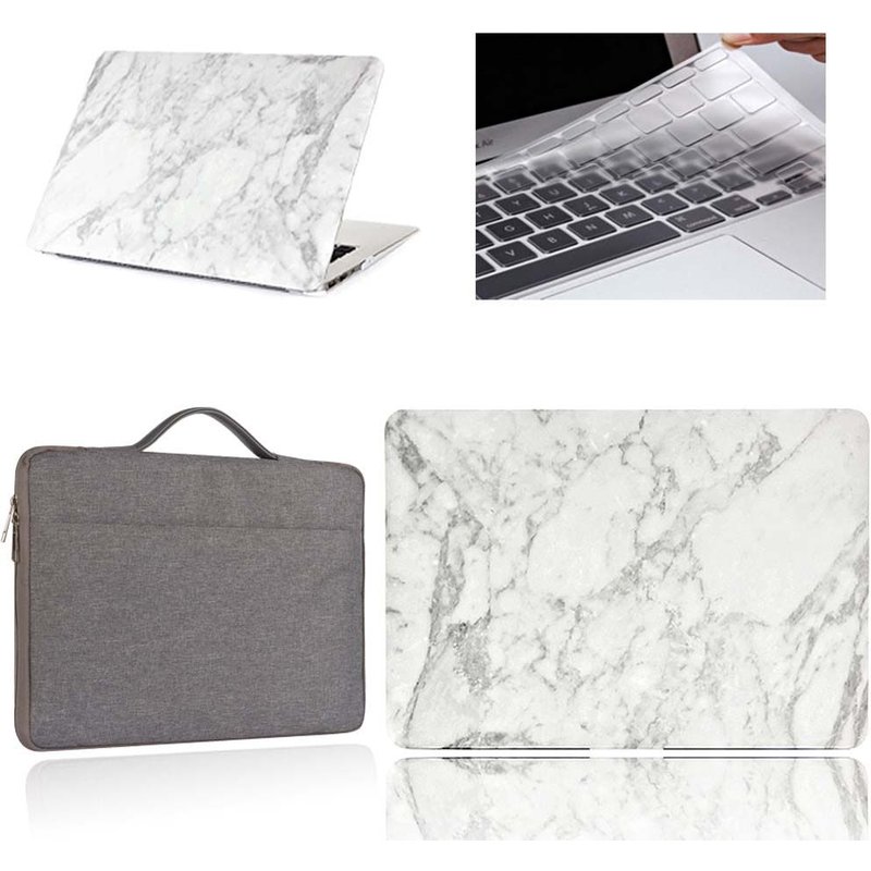 Étui pour ordinateur portable Apple MacBook Air Pro Retina de, avec housse de clavier et housse pour ordinateur portable, couleur unie, motifs - For 12 pouces (A1534) - Marbre gris